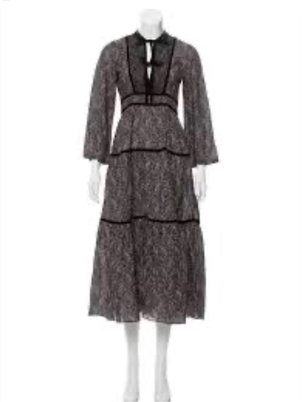 Doen Elix black paisley prairie midi bohemian tiered women’s dress s small